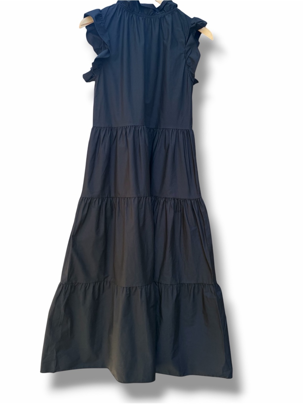 Chepe Italy Black Tiered Poplin Ruffle Sleeve Dress Sz- S Dark Cottagecore - Picture 6 of 14